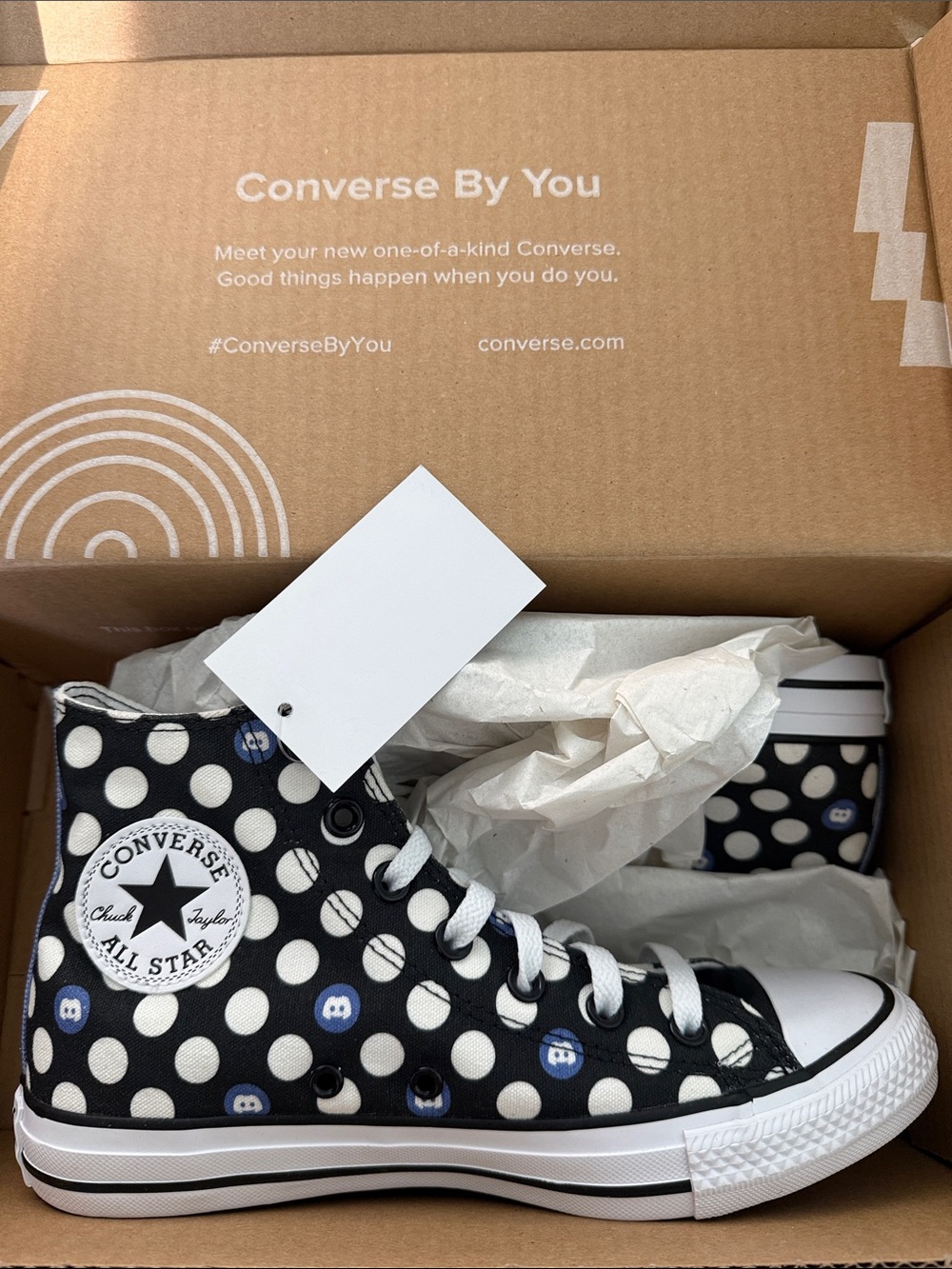 Converse DISCORD LIMITED EMPLOYEE High Top Polka Dot Sneakers - Black & White